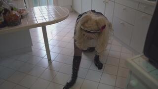 French Maid Punishment by Mistress Ama – Red Ballgag, Nipple Clamps, Box Tie & Microfoam Tape