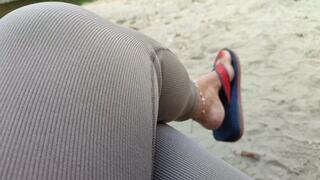 With my flip flops on the beach hanging from my feet (1)