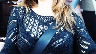 grabbing his dick while he is driving and taking his breath away