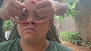 My nose is squashed with a doorbell