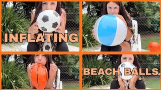 Inflating beach balls + soccer balls + basketballs