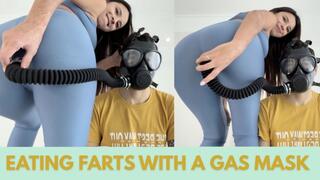 Eating farts with a gas mask