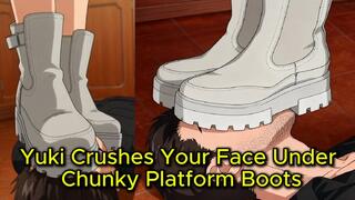 Chelsea Boot Face Trample - Yuki Crushes Your Face Under Chunky White Platform Boots