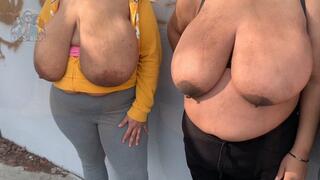 Big Tit BBWs Outdoors in Public