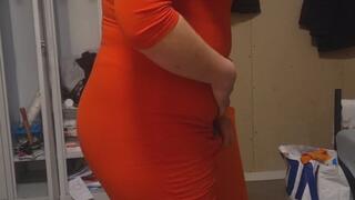 Sexy red dress and pantyhose