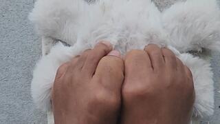 Fluffy Slippers feet, Feet in Nature, toes, Wrinkled bottoms
