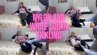 Tickling til about to pee. Latina girl tickled in withe socks and nylon black stockings