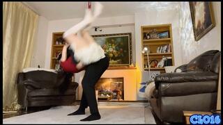 Female mixed fight, facesitting, martial arts, wrestling, and Brazilian Jiu-Jitsu match, spectacular back throw #CL016