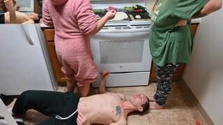 Dylan and Stitch trample me while making dinner (720)