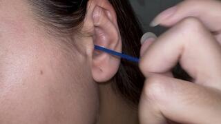 Satisfying Ear Cleaning Close-Up With Q-Tip