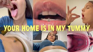 YOUR HOME IS IN MY TUMMY 1080 - Giantess Andrea Vore and Belly button squishing