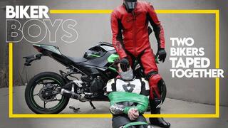 Biker Boys - Green Bike - Part 2 (1080p) Gay Bondage - Gay Domination - Handgag - Biker Gear - Tape Bondage - Master - Slave - BDSM