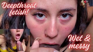 Too thick for her mouth, and a very small mouth for that meat | Deepthroat obssesed whore! Slowly swallowing the penis down the throat, wet and messy!!