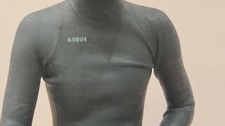 A zentai, a wetsuit and a swimcap