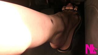 Very sensual driving in my blue hopping sandals