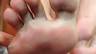 Slow Sock Removal at Home – Bare Soles Close Up Foot Presentation