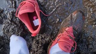 Red Nike Air Zoom Bella 6 muddy