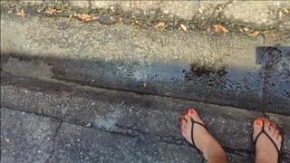 Driving self pumping the pedals with flip flops (1)