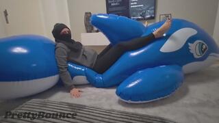 3m Giant Inflatable Whale. Inflation While Lying On It. Part 1