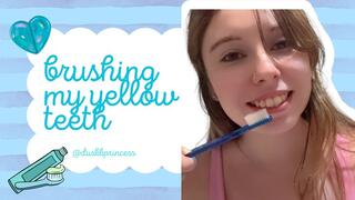 Brushing my crooked yellow teeth