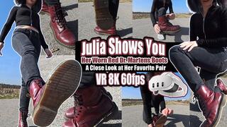 VR 8K 60fps | Julia Shows You Her Worn Red Dr. Martens Boots – A Close Look at Her Favorite Pair