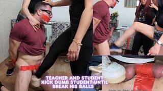 Goddess Kiffa and Vitoria Vonteese - Teacher and student kick dumb student until break his balls - BALLBUSTING - FOOT DOMINATION - FEMALE DOMINATION - FEMDOM - CBT - BONDAGE - HUMILIATION - SNEAKERS -