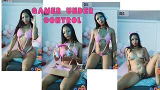 The gamer is controlled via headphones