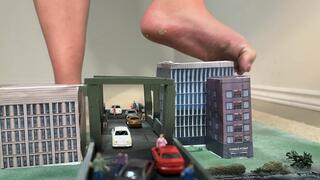 F4 200ft giantess I destroy a street and bridge full of tinies