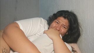 Sad Girl Crying in Bed While Listening to Music and Hugging My Pillow