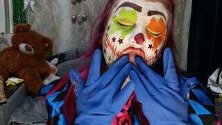 nacked clown girl b2p balloons and gloves