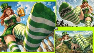 Naughty Leprechaun Giantess Crushes Non-Green Wearers Under Striped Socks – St. Patrick's Day Special