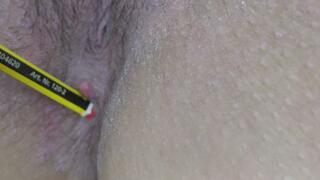 Close Up Butthole Tease with Pencil Insertion