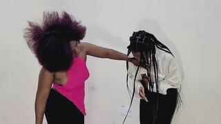 Boss Jennifer BELLY PUNCHES her employer Eunice as a way of teaching her a lesson for being late to work.