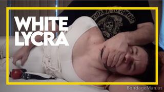 Tonny Tape tied up in white lycra (1080p) Gay Bondage - Gay Domination - Lycra - Ropes - Gagged - Handgag - Ball Gag - BDSM