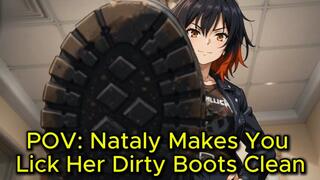 POV Boot Worship Animation - Nataly Makes You Clean Her Filthy Boots