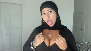 Big tongue , Eyes seduction and hijab
