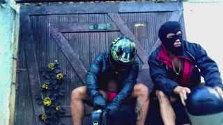 Muscular, dominant biker makes his power speak louder.