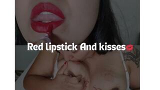 Red lipstick and kisses
