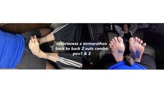 4 nut combo! Back to back 2 nuts combo clip, 2 povs = 4 nuts total, Catprincess x MrMarathon, sexy size 9 milf feet on bbc, pov 1 & 2