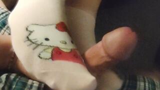 Sexy Pink Hello Kitty Sockjob & Sock Handjob