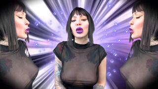 Violet gothic lips, soft kisses - LIPSTICK FETISH, LIP FETISH, KISS, KISSING , goth