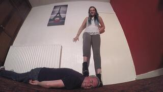 Sophie's Sexy Platform Studded Ankle Boots FLOOR CAM (4K)