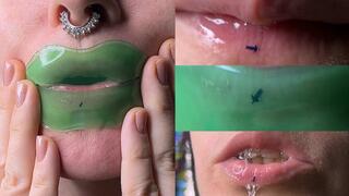 Giantess Lip Mask Fetish: Tiny Man Trapped Under Lip Mask, Saliva Tease & Glossy Lips