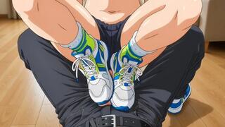 POV Sneaker Cock Trampling Shoejob - Yuki Destroys Your Cock in Blue & Green Trainers