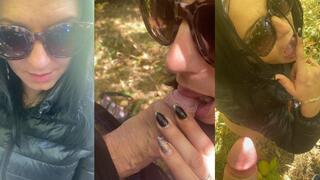 Public Fishing Trip in Puffy Downjacket – Deep Outdoor Blowjob, Rough Doggy and Cum on Jacket