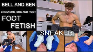 The Bell boy sits and has his feet and sneakers worshipped by Ben.