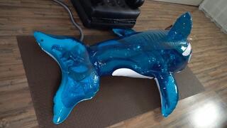 Sonya experiments with a vibrator inside an inflatable orca whale part 1