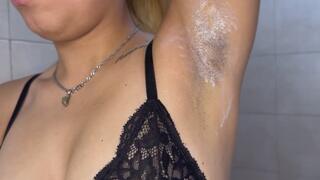 Shaving My Armpits Wearing Black Lace Bra copy