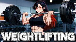 Female Weightlifting - Rika’s Sweaty Workout Session & Muscle Worship Animation