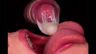 Extreme Close Up Edging Condom Blowjob